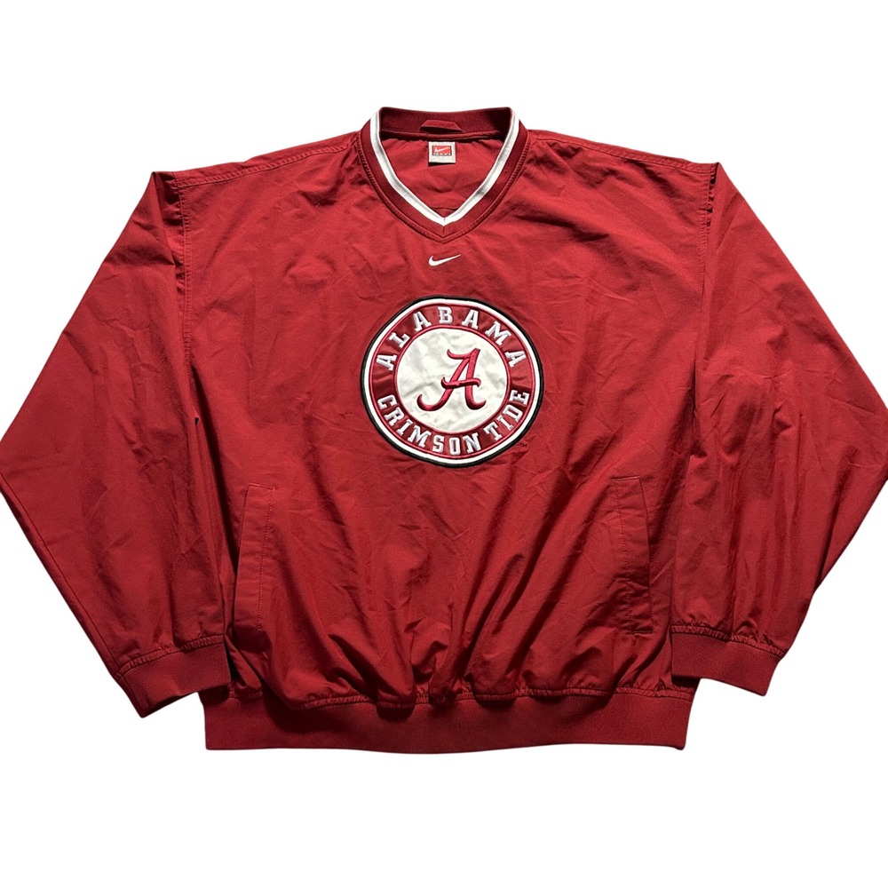Nike Alabama Crimson Tide Windshirt Mens XL Red V-Neck Pullover Side Zip Jacket